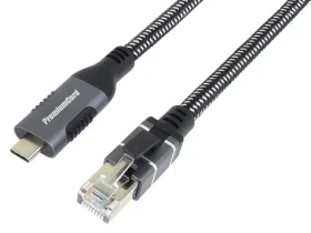 PremiumCord Ethernetový adaptér USB-C - RJ45 / Sieťový kábel / 10/100/1000 Mbit / 2 m (ku31net2)