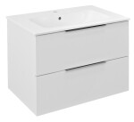 SAPHO - CIRASA kúpeľňová skrinka 70cm CIRASA s umývadlom a LED zrkadlom, 2 zásuvky, biely lesk KSET-098