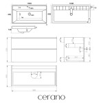 CERANO - Kúpeľňová skrinka Velora - čierna matná, úchytka čierna - keramické umývadlo Viano - 100,9x67,6x46,5 CER-487911