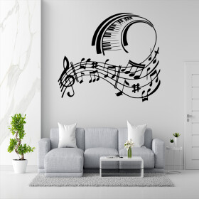 Veselá Stena Samolepka Skladba pre klavír Farba: černá, Veľkosť: 100 x 86 cm