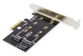 Digitus M.2 NVMe/SATA SSD adaptér PCIe 3.0 x4 čierna / Radič / 2x M.2 slot / max 6 Gbit/s / low-profile (DS-33170)