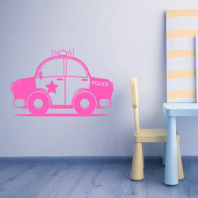 Veselá Stena Samolepka Autíčko policajné Farba: růžová, Veľkosť: 80 x 50 cm