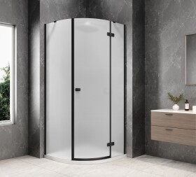 POLYSAN - GLOBE BLACK štvrťkruhová sprchová zástena 800x800, matné sklo, pravé GB2680MRB