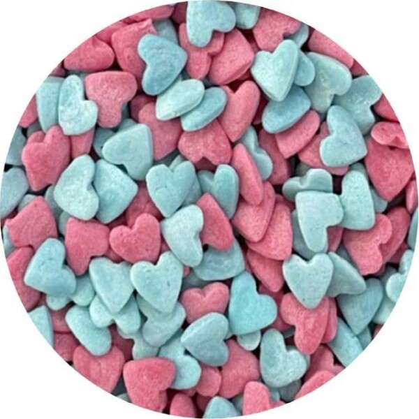 Cukrová poleva ružovo-modré srdiečka 1kg - I LOVE CAKES - I LOVE CAKES