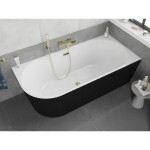 MEXEN/S - Silo voľne stojaca rohová vaňa pravá reliéf 170 x 80, biela/čierna, sifón a prepad zlatá 52891708075P-50