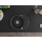MEXEN/S MEXEN/S - Kevin granitový drez s odkvapkávačom vrátane batérie Telma, čierna/strieborná metalík 6517-73-670200-70