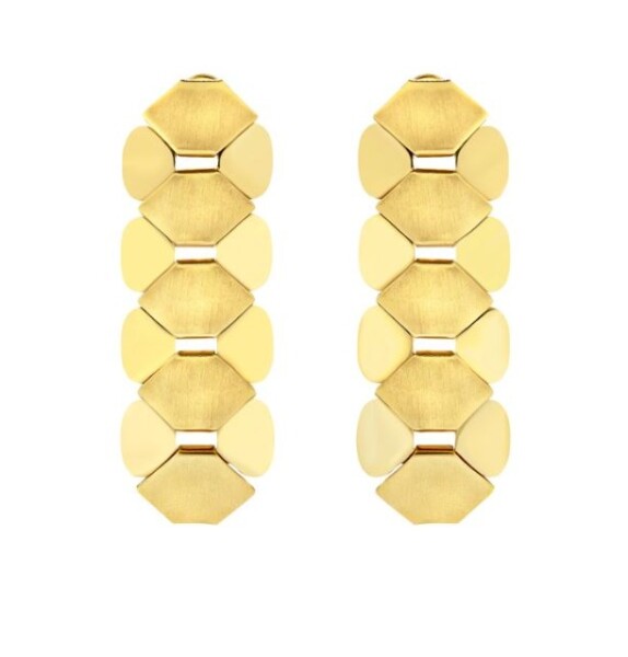 BREIL Extravagantné pozlátené náušnice Hexagonia TJ3636