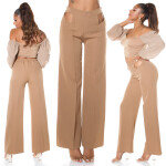 Sexy flarred pants with cut-outs KHAKI Einheitsgroesse