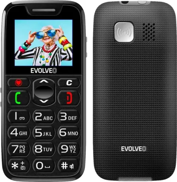 Evolveo EasyPhone Xo + stojan čierna / 1.8 "/ SOS / Bluetooth / microSDHC (EP-501-BK)