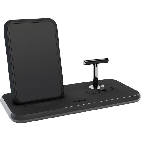 ZENS bezdrôtová indukčná nabíjačka 2000 mA Aluminium Series Stand Wireless Charger + Dock ZEDC06B Výstup Qi štandard, USB , dokovacia zástrčka Apple Lightning; ZEDC06B