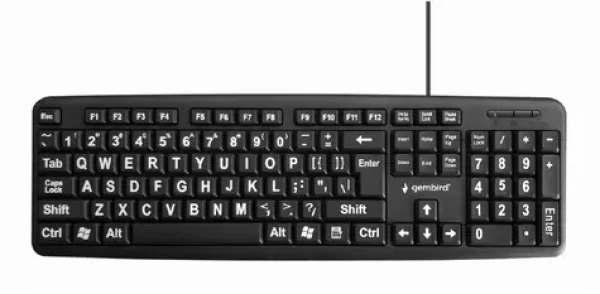 Gembird KB-US-103 čierna / drôtová klávesnica / zväčšené popisky klávesov / USB-A / US layout (KB-US-103)