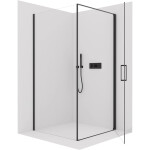 CERANO - Sprchovací kút Porte L/P - 8 mm - čierna matná, transparentné sklo - 80x90x195 - otočný CER-413552