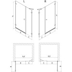 MEXEN/S - Lunar-B sprchové dvere krídlové pravé 135, transparent, grafit metal 832S-135-050-95-00-P