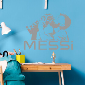 Veselá Stena Samolepka Lionel Messi pohár Farba: šedá, Veľkosť: 40 x 30 cm