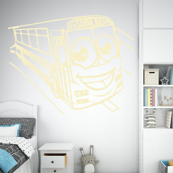Veselá Stena Samolepka School bus Farba: béžová, Veľkosť: 100 x 77 cm