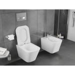 MEXEN/S - Teo Závesná WC misa Rimless Tornado vrátane sedátka s slow slim, duroplast, biela lesk 30850600T