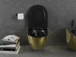 MEXEN - Lena Závesná WC misa vrátane sedátka s slow-slim, duroplast, čierna/zlatá vzor 30224078