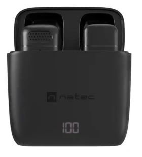 Natec Hopper Lightning čierna / Klopový mikrofón / sada 2 ks / bezdrôtový / dosah 30 m / výdrž 4 h (NMI-2255)