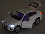 Bmw x6 kovový model v mierke 1:32 biely suv so svetlom a zvukom