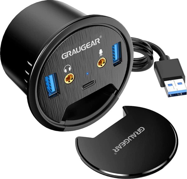 Graugear USB 3.0 Tisch Hub mit Audio- und Mikrofonanschluss