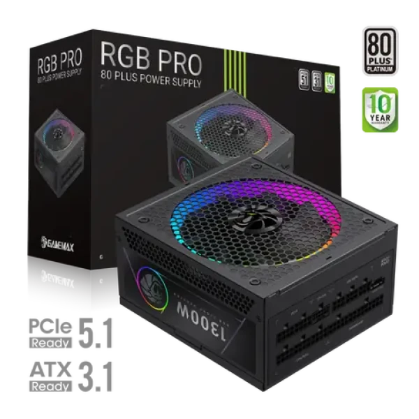 Gamemax RGB PRO 1300P / Napájací zdroj / 1300W / 80 PLUS Platinum / Full Modular / RGB (RGB PRO 1300P)