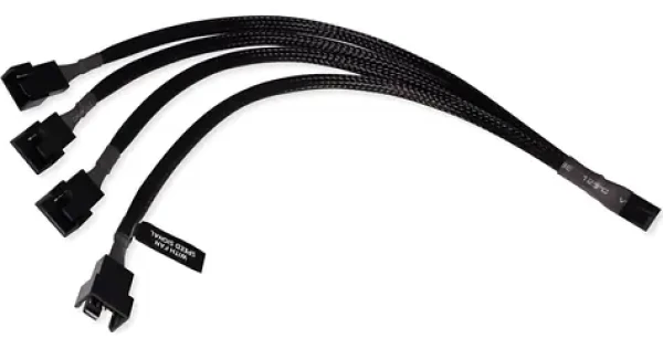 Alphacool Y-Splitter čierna / Rozbočovací kábel / 4-pin PWM na 4X 4-pin / 30 cm (18683)