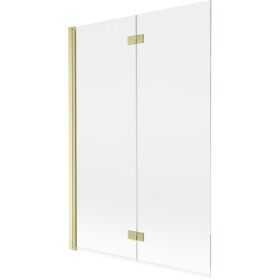 MEXEN - MIST vaňová zástena 120x150 cm 6mm 2-s, zlatá kartáčovaná, číra, ľavá 8A9-120-002-55-00-L