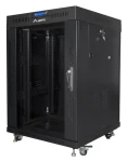 Lanberg 15U 19" čierny / Stojanový rozvádzač / 600×600 mm / Flat pack / Sklenené dvere / LCD (FF01-6615-12BL)