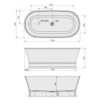 POLYSAN - DELONIX voľne stojaca vaňa liaty mramor 170x84x61,5cm, biela 92130