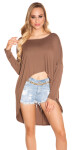 Trendy KouCla HighLow Oversize Crop Shirt Einheitsgroesse