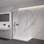 CERANO - Sprchová zástena Walk-in Onyx Cube Ľ/P - 8 mm - hranatá vzpera - čierna matná, transparentné sklo - 160x200 CER-8050BD678