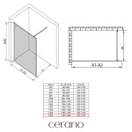 CERANO - Sprchová zástena Walk-in Moreli Ľ/P + polička/držiak na uteráky - čierna matná, transparentné sklo - 160x200 CER-543793