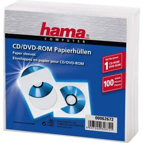 Hama ochranný obal na CD/DVD, 100 ks/bal, biely, balenie PE fólie - HAMA 62672