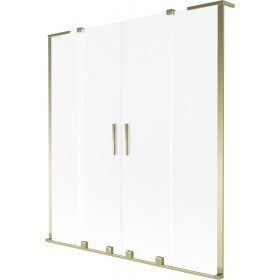 MEXEN/S - Velar L Duo dvojkrídlová posuvná vaňová zástena 140 x 150, dekor, zlatá kartáčovaná 896-140-003-32-55