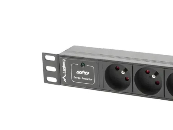 Lanberg čierna / Zásuvková lišta / 10" / 1U / 3x zásuvka / 10A / C14 / 2m (PDU-03E-0200-IEC-BK)