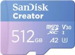 SanDisk Creator MicroSDXC 512 GB Class 10 UHS-I/U3 A2 V30 (SDSQXAV-512G-GN6MS)