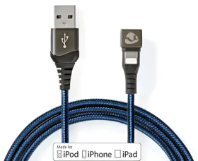 Nedis Lightning kábel 1 m čierna/modrá / Dátový kábel / USB-A (M) - Lightning 8-pin (M) / USB 2.0 / nylonový (GCTB39300AL10)