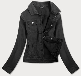 Vypasovaná černá dámská džínová bunda model 15032350 - FIONINA JEANS Barva: odcienie czerni, Velikost: XS (34)