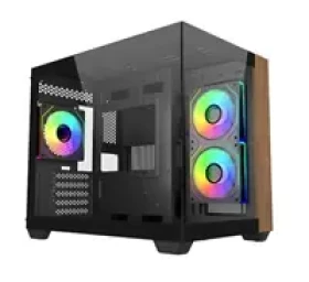 Cooler Master Elite 481 Wood čierna / ITX / 2x USB-A 3.0 / 1x USB-C 3.2 / 3x 120mm ARGB / bez zdroja / priehľadná bočnica (E481-KHNN-S00)