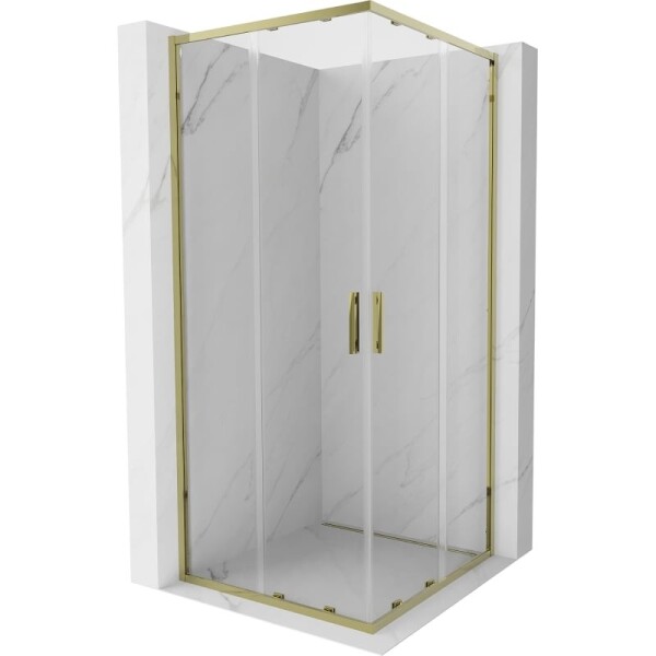 MEXEN - Exo štvorcový posuvný sprchovací kút 85 x 85, transparent, zlato 8111-085-085-50-00