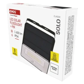 Emos SOLO ZG122S čierna / LED reflektor / solárne / 1600 lm / IP54 / PIR senzor / 4000K (1552122000)