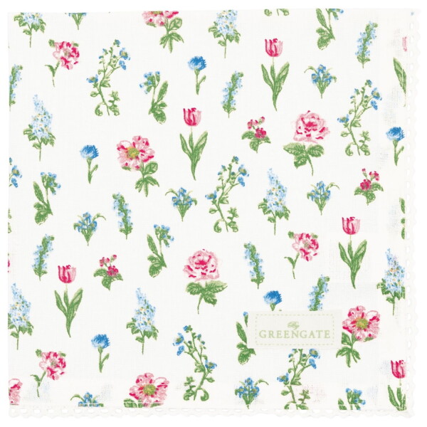 GREEN GATE Bavlnený obrúsok s čipkou Estrid White