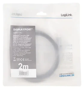 LogiLink DisplayPort 1.4 čierno-šedá / Kábel DisplayPort / 2 m / 8K/60 Hz (CDA0105)
