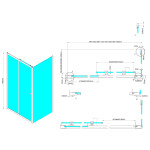 AQUALINE - UGGA posuvné sprchové dvere 1200, Brick sklo, biela AWS120