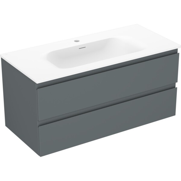 MEXEN/S - Orio kúpeľňová skrinka 100 cm s umývadlom Vela, 2 zásuvky, grafit mat/biela mat 91A10-10047-2-BFF66-W23M01