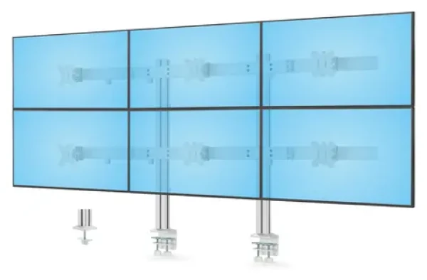 StarTech Six-Monitor Desk Mount biela / Držiak pre 6 monitorov / 17-32" / nosnosť 48 kg / rotácia 360° (6-MONITOR-ARM-A)
