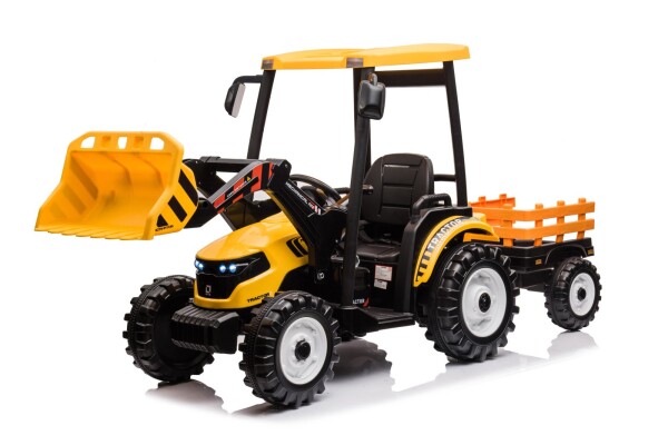 Mamido Mamido Dětský elektrický traktor TITAN 24V 400W s přívěsem a lžíci žlutý