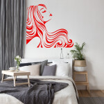 Veselá Stena Samolepka Žena z profilu Farba: žltá, Veľkosť: 100 x 93 cm