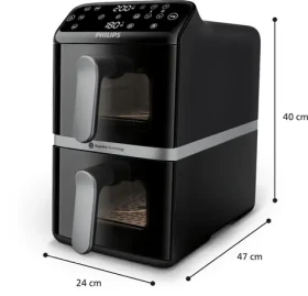 Philips NA461/00 čierno-strieborná / Teplovzdušná fritéza / dotykový displej / 2750 W / objem 10 l (NA461/00)