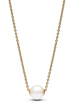 Pandora Pozlátený náhrdelník so sladkovodnou perlou Shine Timeless 363167C01-45